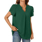 Women's V-neck plain top with short sleeves