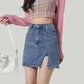 🔥Last Day Special Price £17.99!!✨ Effortlessly rejuvenated girly 💕Women's High Waisted Slit Denim Short Skirts