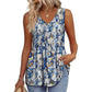 🔥 Last Day Special Price :￡12.99!!👚Women's Print Flowy Sleeveless V Neck Peplum Tank Tops