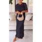Women's Casual Hollow-Out Maxi Dress Two-Piece Set