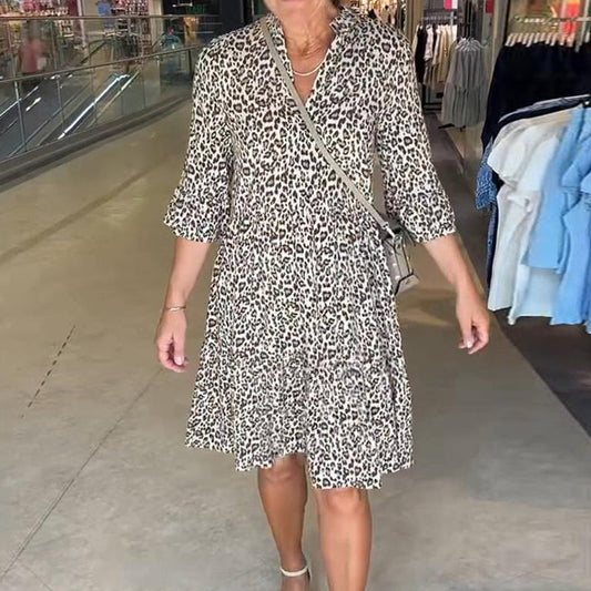 Women's Trendy Leopard Print V-Neck Loose Fit Dress