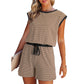 Women's striped top with long sleeves Shorts 2-piece set