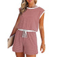 Women's striped top with long sleeves Shorts 2-piece set