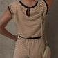 Women's striped top with long sleeves Shorts 2-piece set