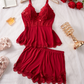 💕LAST DAY SPECIAL PRICE: ￡13.99!!💕👚Lace Trimmed V-Neck Camisole & Shorts Sleepwear Set