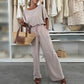 Solid Color Short Sleeve Top & Drawstring Pants 2-Piece Set