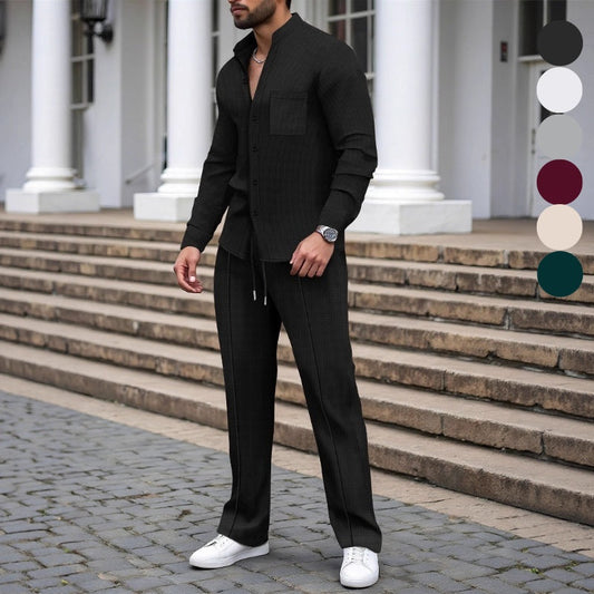 📢📢60%  OFF&FREE SHIPPING !! ⏰Men’s Casual Waffle Shirt Pants 2-Piece Set🔥