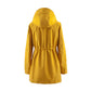 Long Hooded Zipper Windbreaker 🧥 – Drawstring Waist-Cinching, Slimming Fit for Daily Commute & Errands 👜