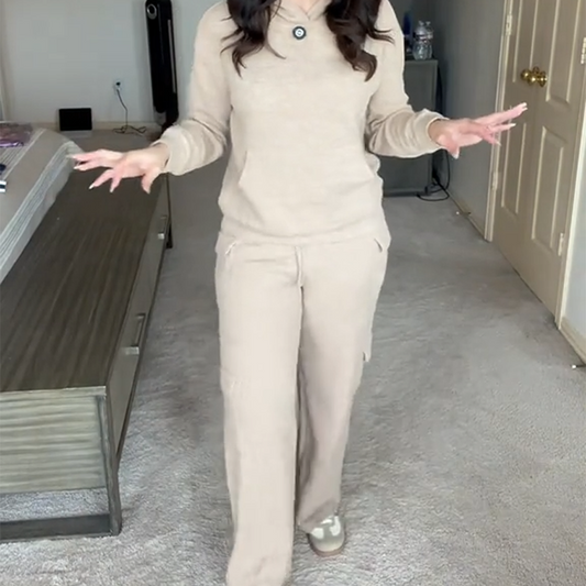 Women’s Hooded Long-Sleeve Tops ＆ Pants 2-Piece Set