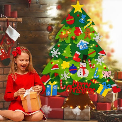 50% OFF!🎄DIY Felt Christmas Tree for Kids – 32 Reusable Ornaments + Fairy Lights