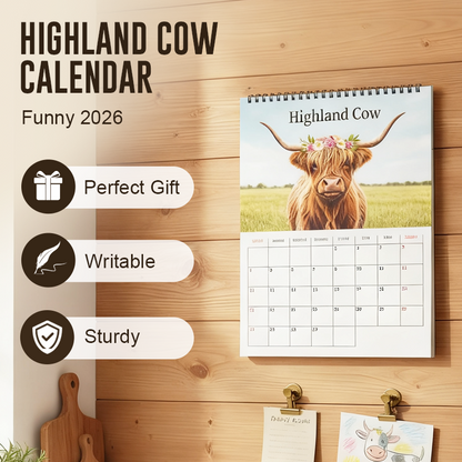 Funny 2026 Highland Cow Calendar