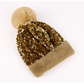 Winter Sparkly Sequin Pom Beanie