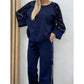 Women's Sequin Spliced Sweatshirt & Pants Set