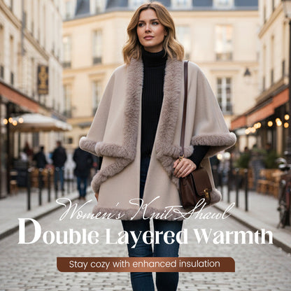 🔥 50% OFF | Women's Double-Layer Knit Shawl with Plush Trim 🔥 HALF PRICE Luxury! This ultra-soft, double-layer shawl with plush trim is now 50% OFF for a limited time! ❤️