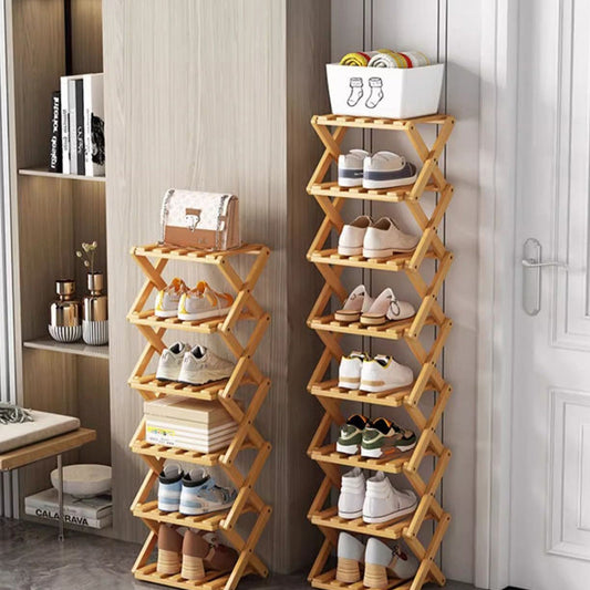 🎃Halloween Deal 50% OFF!👟Durable Foldable Bamboo Shoe Rack – Multiple Layers & Space-Saving!