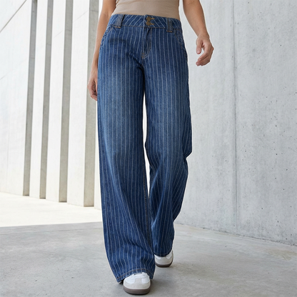 Women's Y2K Striped Low-Rise Jeans