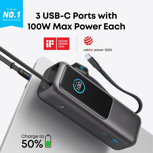 ⚡Laptop Power Bank, 20,000mAh Portable Charger with Triple 100W USB-C Ports for Multi-Device Charging