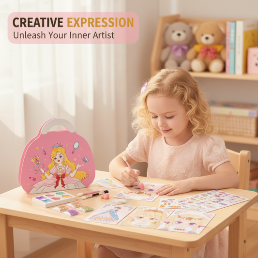 👑 50% OFF NOW! 🎨 Princess Makeup & Diamond Painting Craft Kit – Mess-Free Paper Play, Realistic Fun for Girls ✨