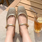 👡45% off!☁️Women's Woven Square-Toe Mary Jane Mules
