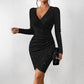 🎁New arrival 50% OFF💥Women's Long Sleeve V-Neck Sparkle Bodycon Dress