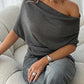 👚 Women's Asymmetrical Off-Shoulder Batwing Top – Chic Drama & Soft Comfort 🦇✨