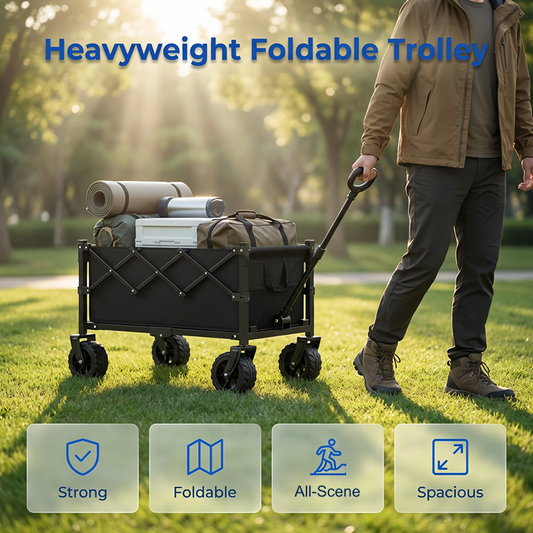 🚚🏕️ LIMITED-TIME 50% OFF! Heavy-Duty Collapsible Wagon Cart – 130L Capacity, 80kg Load & All-Terrain Wheels