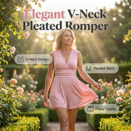 👗 LIMITED-TIME 50% OFF! 💐Women's Sleeveless V-Neck Ruched Waist Romper🏖️