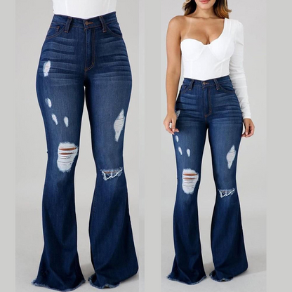 ⏳Time-Limited Special⏰Women's High-Waist Ripped Flare Jeans