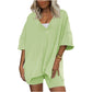 Women's V-Neck T-Shirts and Casual Shorts Two-piece Set