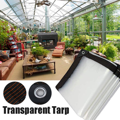 ❄️Summerfresh 50% OFF!🌧️Transparent PE Cover Sheet – Weatherproof Clear Tarpaulin for Balcony, Patio, Greenhouse, Veranda and Garden：