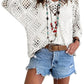 💥Hot Sales-49% OFF🔥Womens Bohemian-Inspired Beige Crochet Top with V-Neck