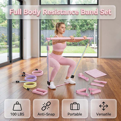 Adjustable Resistance Band & Pilates Bar Set