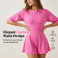 Casual Round Neck Cinched Waist Jumpsuit