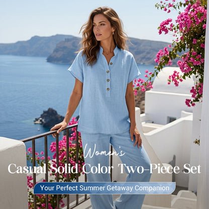 ⏳Limited-time 48% off⏰Women's Casual Solid Color Two-Piece Set👚👖