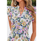 Women's Floral Print Dress with Flutter Sleeve