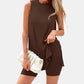 🟣Summer Hot Sale 50% OFF🧊Sleeveless Crewneck Women's 2 Piece Sets Summer Matching Lounge Shorts Set Resort Airport Travel Outfit Split Hem Casual Clothes