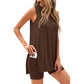 🟣Summer Hot Sale 50% OFF🧊Sleeveless Crewneck Women's 2 Piece Sets Summer Matching Lounge Shorts Set Resort Airport Travel Outfit Split Hem Casual Clothes