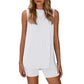 🟣Summer Hot Sale 50% OFF🧊Sleeveless Crewneck Women's 2 Piece Sets Summer Matching Lounge Shorts Set Resort Airport Travel Outfit Split Hem Casual Clothes