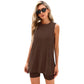 🟣Summer Hot Sale 50% OFF🧊Sleeveless Crewneck Women's 2 Piece Sets Summer Matching Lounge Shorts Set Resort Airport Travel Outfit Split Hem Casual Clothes