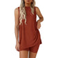 🟣Summer Hot Sale 50% OFF🧊Sleeveless Crewneck Women's 2 Piece Sets Summer Matching Lounge Shorts Set Resort Airport Travel Outfit Split Hem Casual Clothes