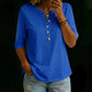 Women's Soloid Color Button Neck Casual Top