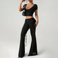 💕LIMITED TIME 50% OFF!🔥🌹👖 Women's Ruched Lace Panel Flare Pantss✨