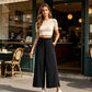 Women's Casual Wide-Leg Crop Pants with Pockets
