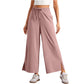 Women's Casual Wide-Leg Crop Pants with Pockets