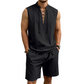 🧵 LIMITED-TIME 53% OFF! ✨ Men's Linen Sleeveless Set – Top & Shorts, Lace-Up, 7 Colors ☀️