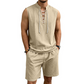 🧵 LIMITED-TIME 53% OFF! ✨ Men's Linen Sleeveless Set – Top & Shorts, Lace-Up, 7 Colors ☀️