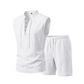 🧵 LIMITED-TIME 53% OFF! ✨ Men's Linen Sleeveless Set – Top & Shorts, Lace-Up, 7 Colors ☀️