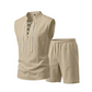 🧵 LIMITED-TIME 53% OFF! ✨ Men's Linen Sleeveless Set – Top & Shorts, Lace-Up, 7 Colors ☀️