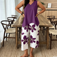 🌸 50% OFF! ✨ Women's Asymmetrical Top & Floral Print Capri Pants Set – Versatile, Vibrant, Comfortable 🌺
