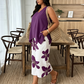 🌸 50% OFF! ✨ Women's Asymmetrical Top & Floral Print Capri Pants Set – Versatile, Vibrant, Comfortable 🌺